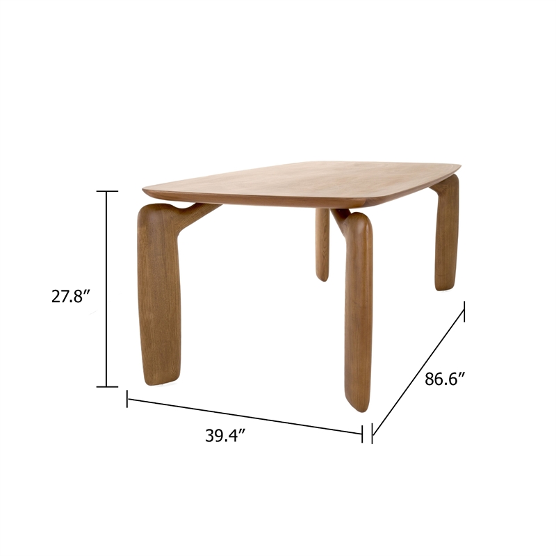Benjara Cid Mike Dining Table- Walnut Brown Wood- Rectangular 87
