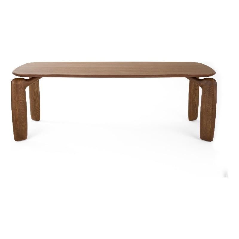 Benjara Cid Mike Dining Table- Walnut Brown Wood- Rectangular 87