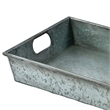 Benjara Benzara Square Galvanized Metal Tray With Handle- Gray