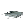 Benjara Benzara Square Galvanized Metal Tray With Handle- Gray