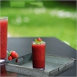 Benjara Benzara Square Galvanized Metal Tray With Handle- Gray