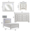 Benjara Alen 4 Pc California King Bedroom Set-Button Tufting-Mirror Trim-White