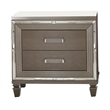 Benjara Deci 4 Pc Queen Bedroom- LED Headboard- Mirrored Trim- Champagne Silver