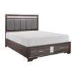 Benjara Lucy 4 Pc Queen Bedroom Set- Faux Leather Channel Tufted- Silver/Gray