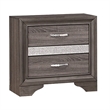 Benjara Lucy 4 Pc Queen Bedroom Set- Faux Leather Channel Tufted- Silver/Gray