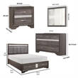 Benjara Lucy 4 Pc Queen Bedroom Set- Faux Leather Channel Tufted- Silver/Gray