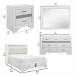 Benjara Lucy 4 Pc Queen Bedroom Set- Faux Leather Channel Tufted- Silver/White