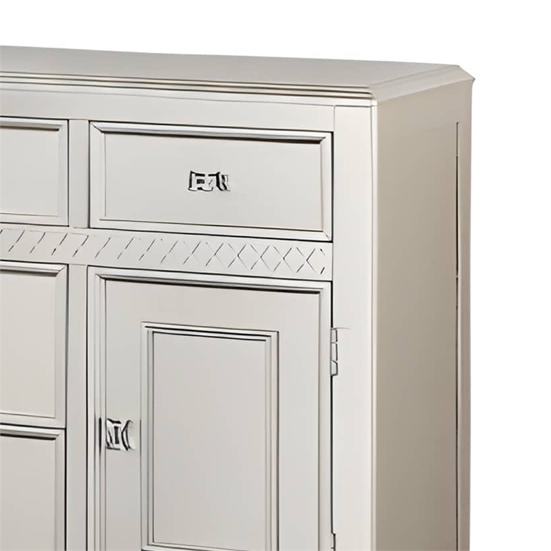 Benjara Full of Elegance Wooden Server- Silver