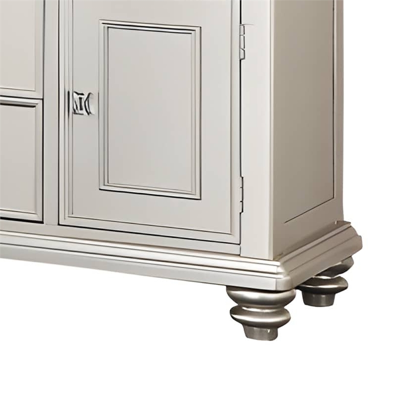 Benjara Full of Elegance Wooden Server- Silver