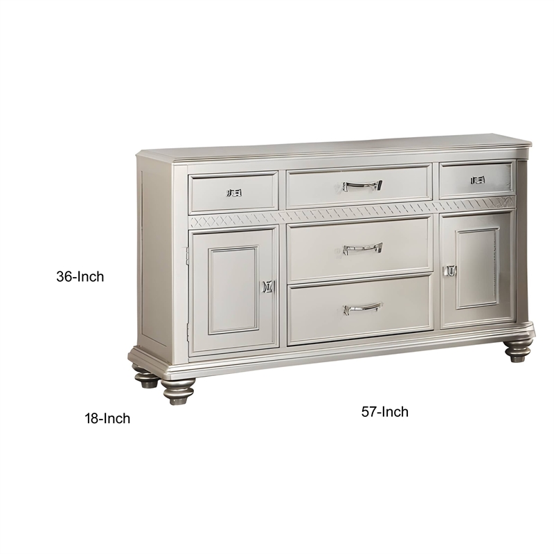 Benjara Full of Elegance Wooden Server- Silver