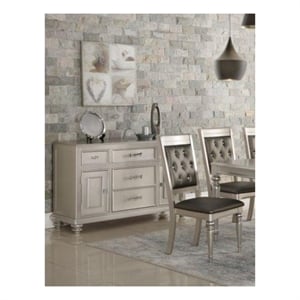 Benjara Full of Elegance Wooden Server- Silver