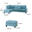 Benjara Polyfiber 3 Piece Sectional Set With Plush Cushion In Blue