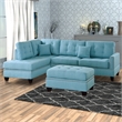 Benjara Polyfiber 3 Piece Sectional Set With Plush Cushion In Blue