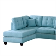 Benjara Polyfiber 3 Piece Sectional Set With Plush Cushion In Blue