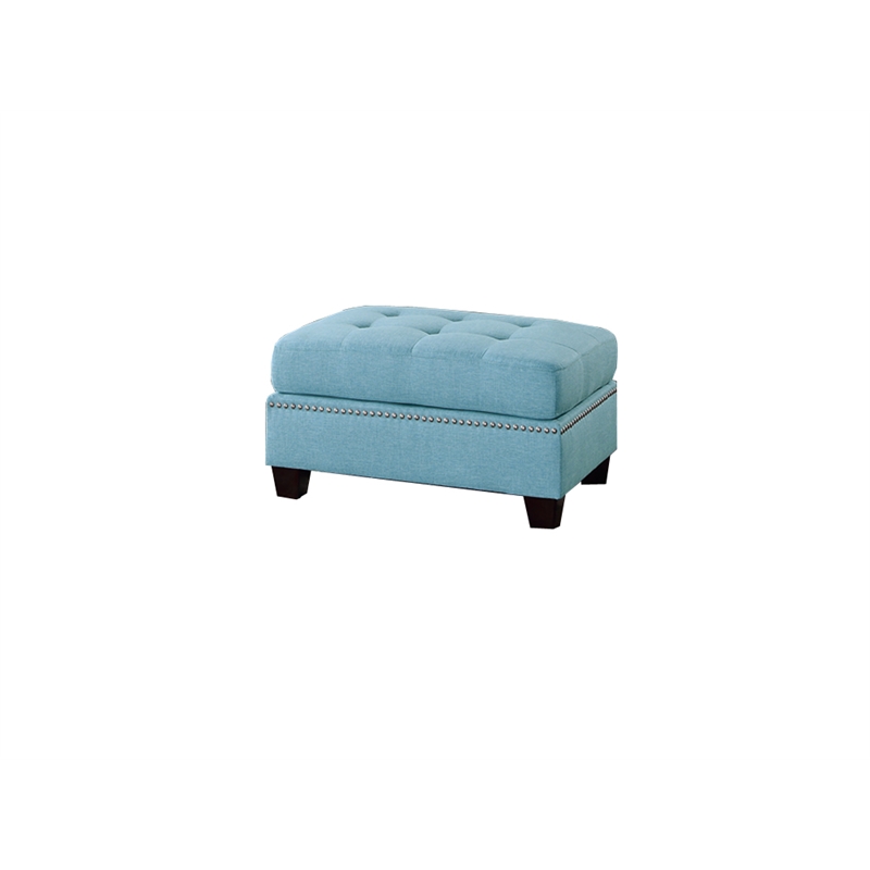 Benjara Polyfiber 3 Piece Sectional Set With Plush Cushion In Blue
