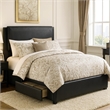 Benjara Pine Wood/ Bonded Leather Queen Size Bed In Black