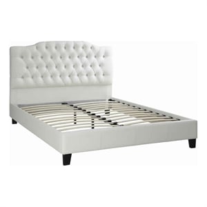 Benjara Grandiose California King Size Bed With Large Tufted Headboard White