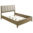 Benjara Heon 5pc Queen Bedroom Set- Beige Tufted Headboard- Natural Brown