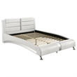 Benjara Zor 5pc Queen Size Bedroom Set- White Faux Leather and LED Mirror
