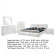 Benjara Zor 5pc Queen Size Bedroom Set- White Faux Leather and LED Mirror