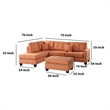 Benjara Polyfiber 3 Piece Sectional Set With Plush Cushion In Orange