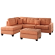Benjara Polyfiber 3 Piece Sectional Set With Plush Cushion In Orange