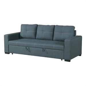 Benjara 85&quot Modern Convertible Sofa- Foam Fill- Stitch Details- Gray Polyfiber