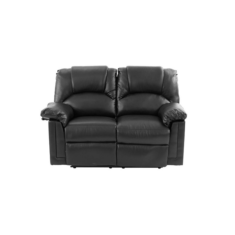 Benjara Bonded Leather Recliner Loveseat Black