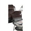 Benjara Padded Suede Faux Leather Reclining Loveseat- Brown