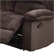 Benjara Plushy Solid Pine- Padded Suede & Plywood Reclining Sofa- Chocolate