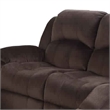 Benjara Plushy Solid Pine- Padded Suede & Plywood Reclining Sofa- Chocolate