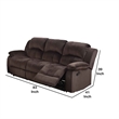 Benjara Plushy Solid Pine- Padded Suede & Plywood Reclining Sofa- Chocolate
