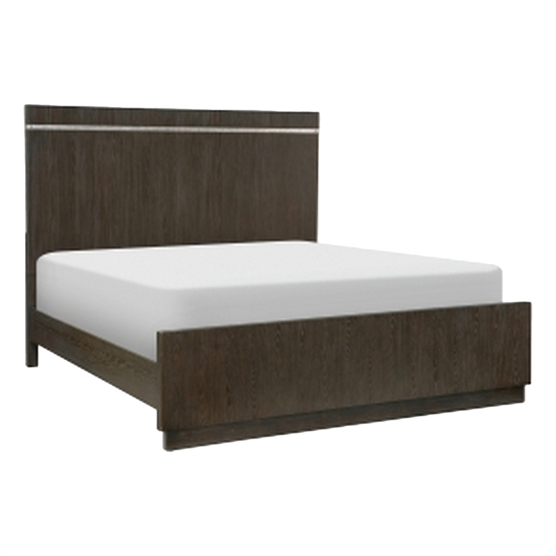 Benjara Bellamy 4 Pc Queen Size Bedroom Set- Silver/Ash Veneer/Dark Brown