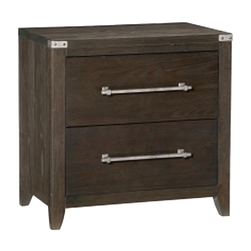 Benjara Bellamy 4 Pc Queen Size Bedroom Set- Silver/Ash Veneer/Dark Brown