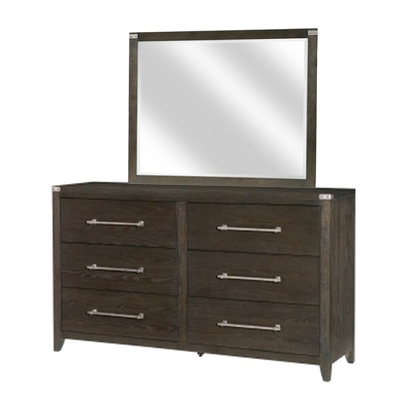 Benjara Bellamy 4 Pc Queen Size Bedroom Set- Silver/Ash Veneer/Dark Brown