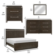 Benjara Bellamy 4 Pc Queen Size Bedroom Set- Silver/Ash Veneer/Dark Brown