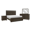 Benjara Bellamy 4 Pc Queen Size Bedroom Set- Silver/Ash Veneer/Dark Brown