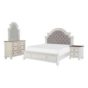 Benjara Anik 4 Pc Queen Size Bedroom Set - Antique White