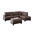 Benjara Polyfiber 3 Pieces Sectional Set In Choco Brown