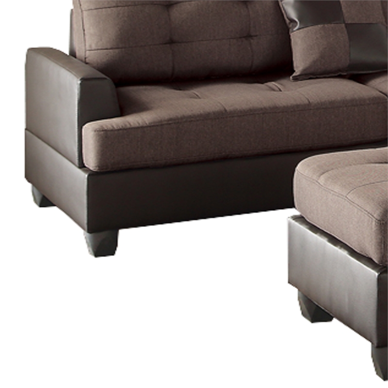Benjara Polyfiber 3 Pieces Sectional Set In Choco Brown
