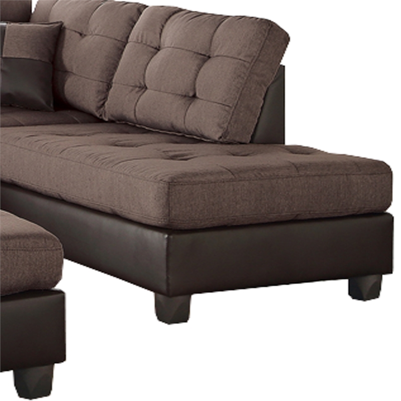 Benjara Polyfiber 3 Pieces Sectional Set In Choco Brown