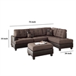 Benjara Polyfiber 3 Pieces Sectional Set In Choco Brown