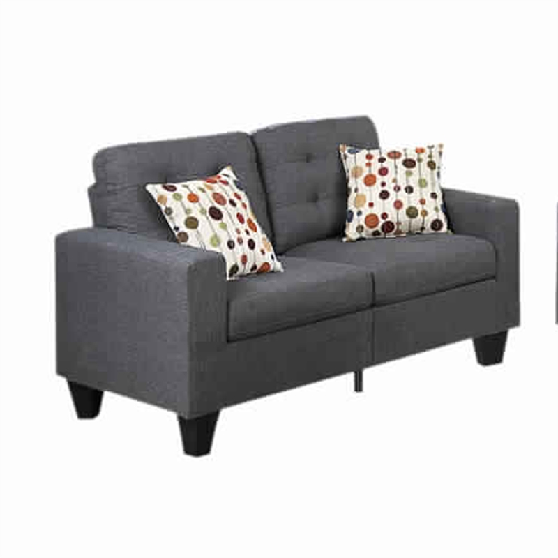 Benjara Linen Fabric 2 Pieces Sofa Set In Gray