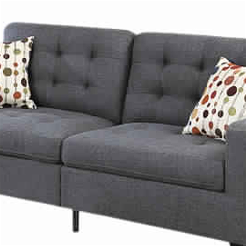 Benjara Linen Fabric 2 Pieces Sofa Set In Gray