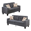 Benjara Linen Fabric 2 Pieces Sofa Set In Gray