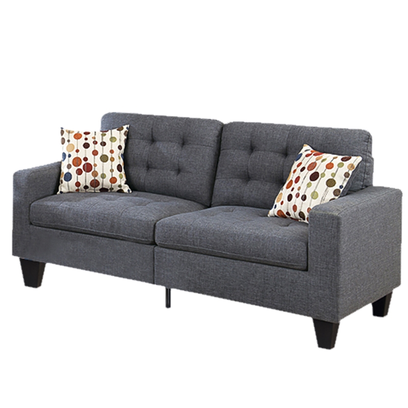 Benjara Linen Fabric 2 Pieces Sofa Set In Gray