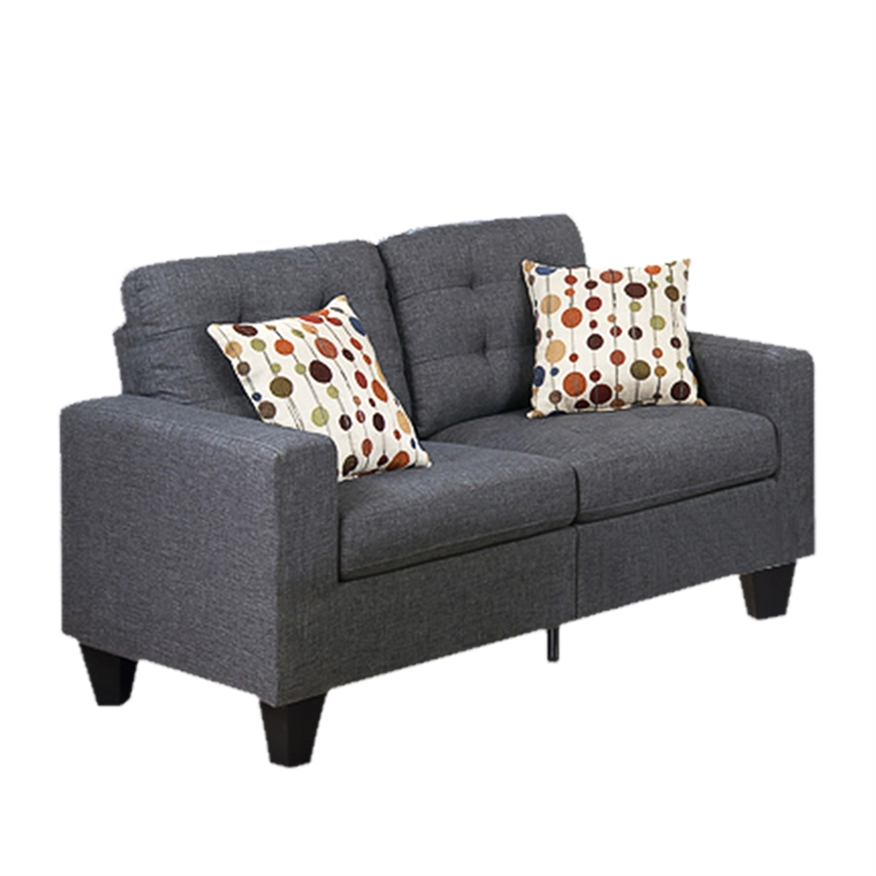 Benjara Linen Fabric 2 Pieces Sofa Set In Gray