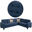 Benjara Winsome Polyfiber- Plywood & Solid Pine 4 PCS Sectional- Navy