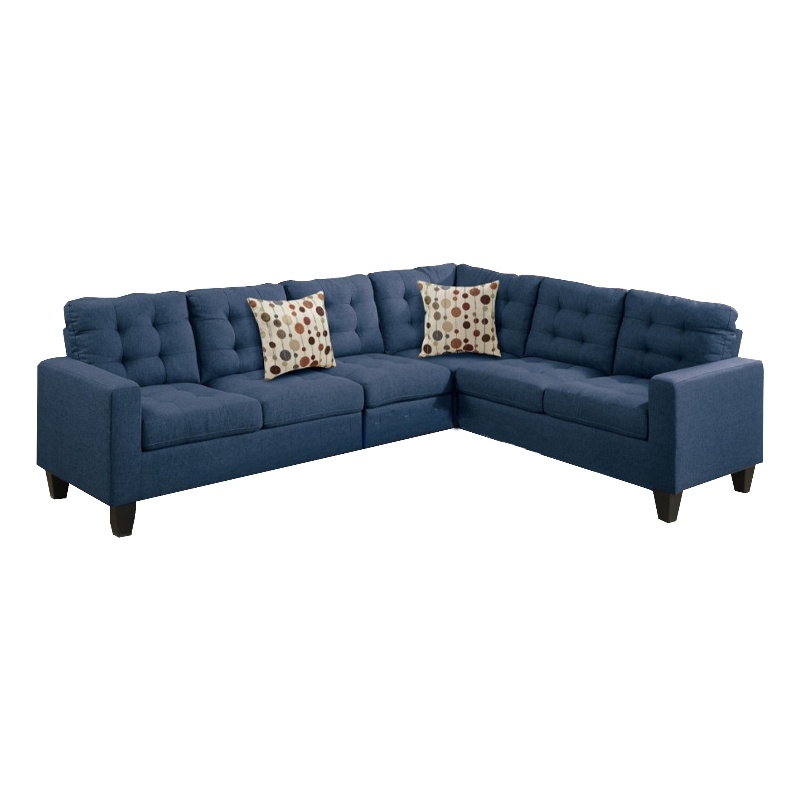 Benjara Winsome Polyfiber- Plywood & Solid Pine 4 PCS Sectional- Navy