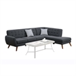 Benjara Polyfiber 2 Pieces Sectional With 2 Pillows In Dark Gray